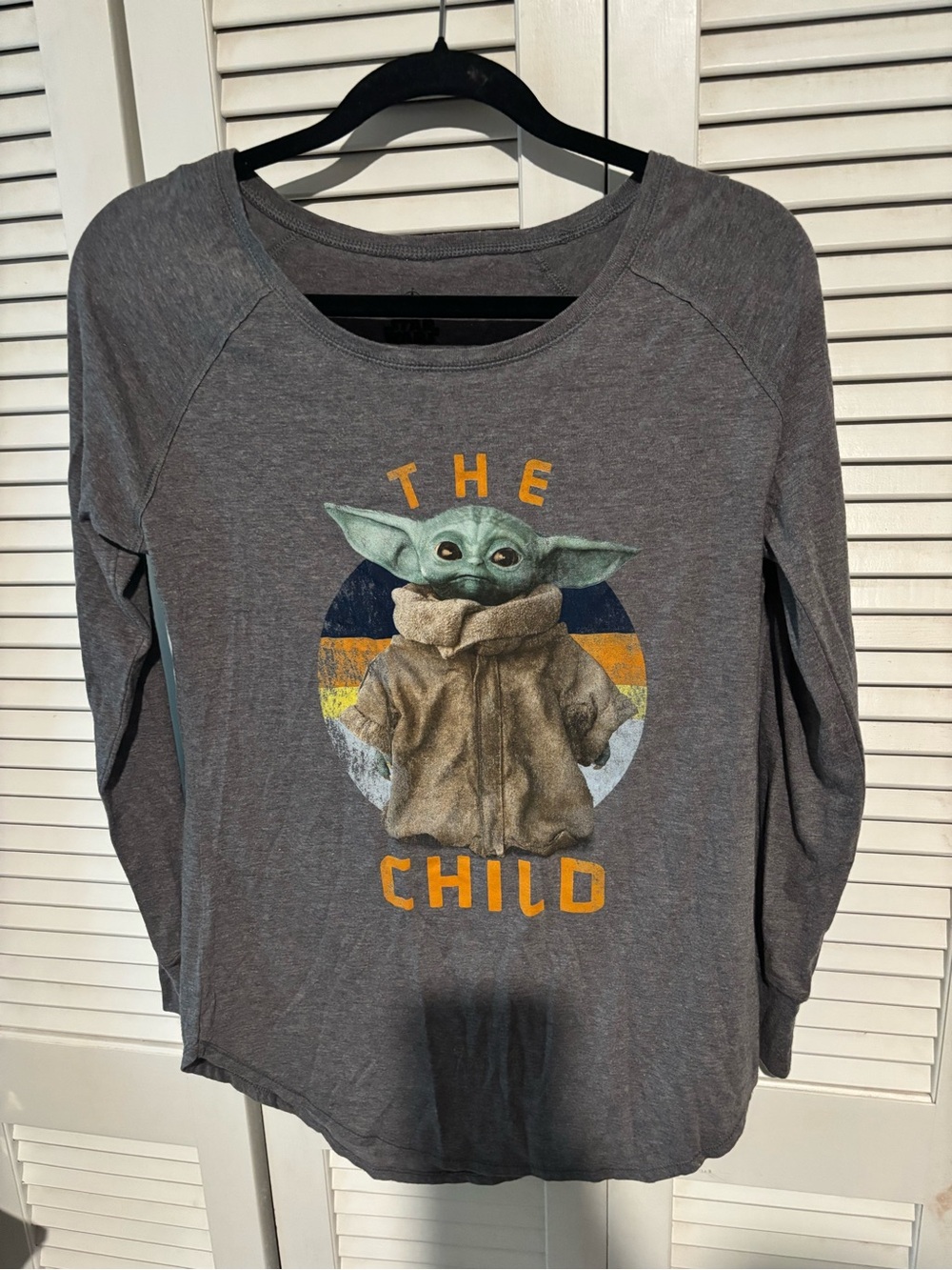 Disney Gray Long Sleeve Tee with The Child Graphic